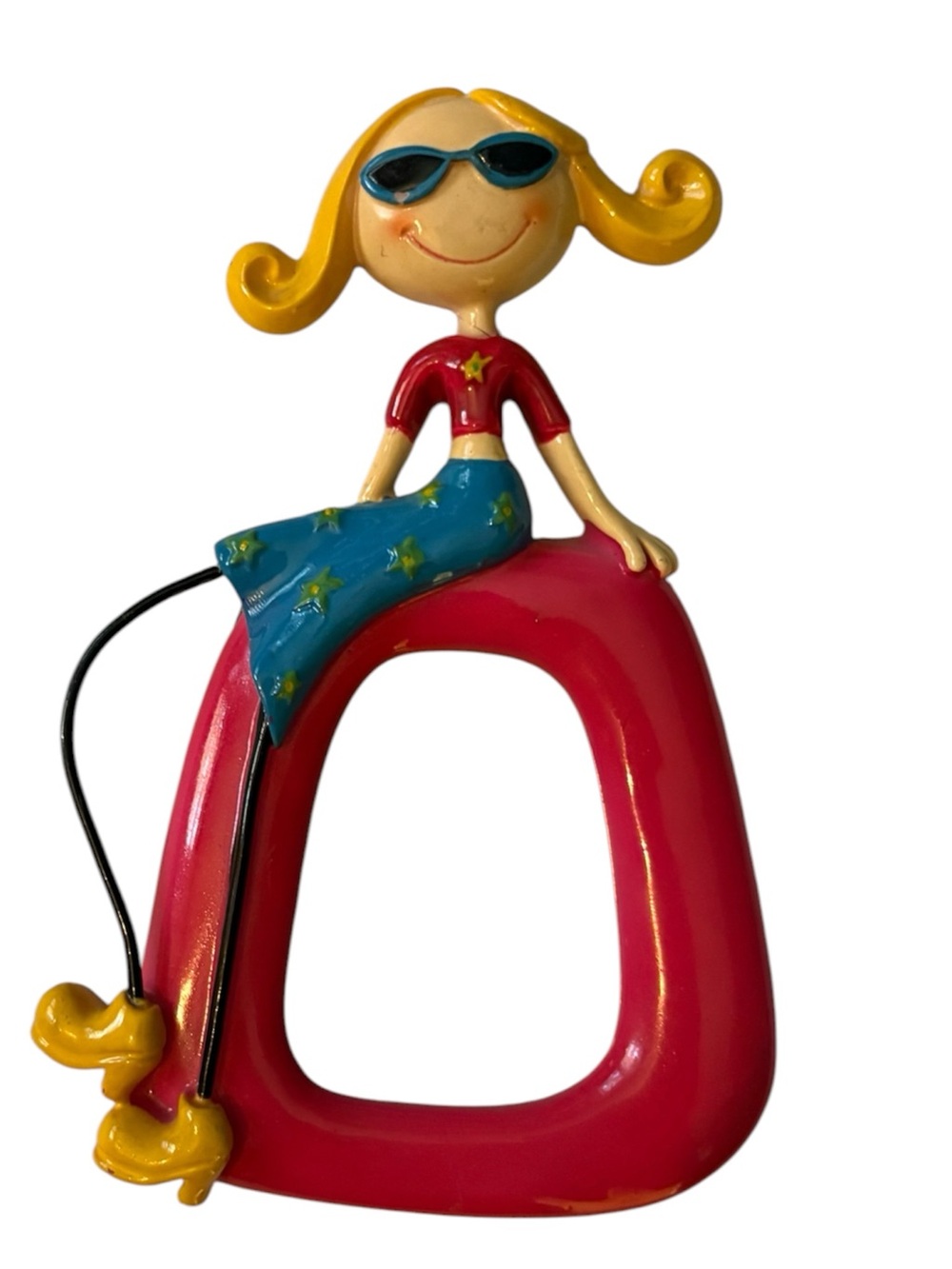 Y2K show diva core Whimsical Girl picture Frame in Bright Pink, Blue & Yellow